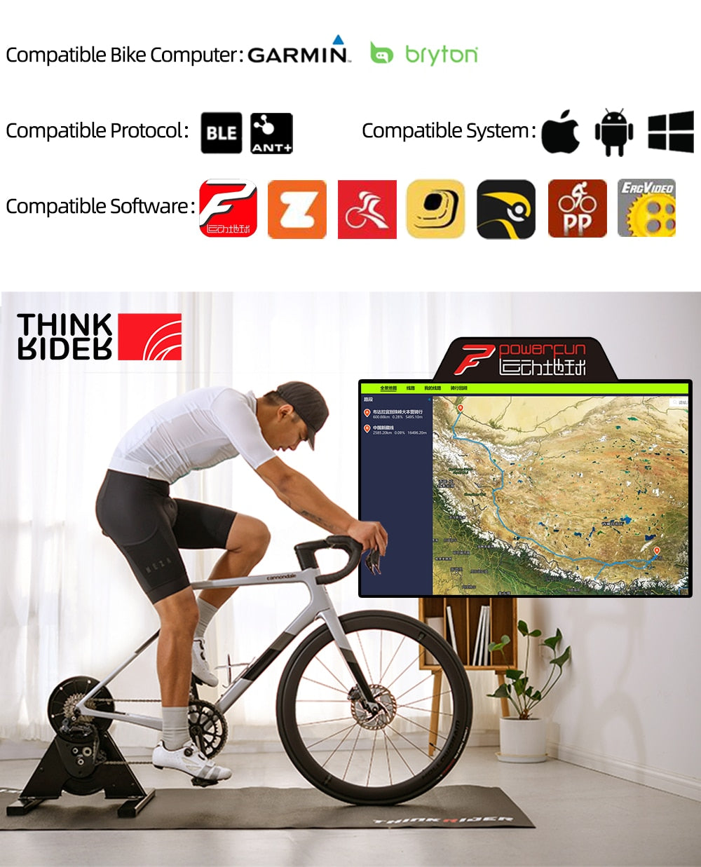 Thinkrider-マウンテンバイクトレーニング用の国内ダイレクトドライブ,出力計,Zwiftホームストレーナー,3% 1000