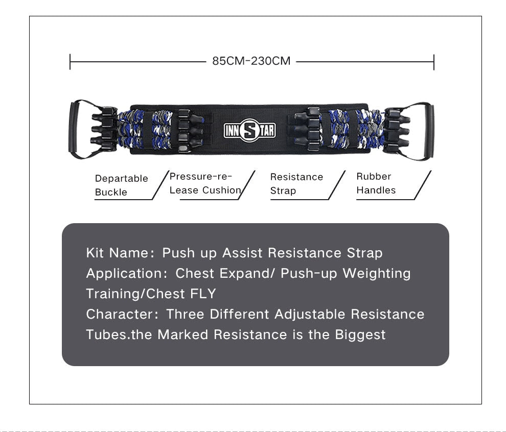 Innstarベンチプレス抵抗バンドエキスパンダー腕立て伏せマッスルトレーニング家庭用ジムトレーニング機器弾性バンド